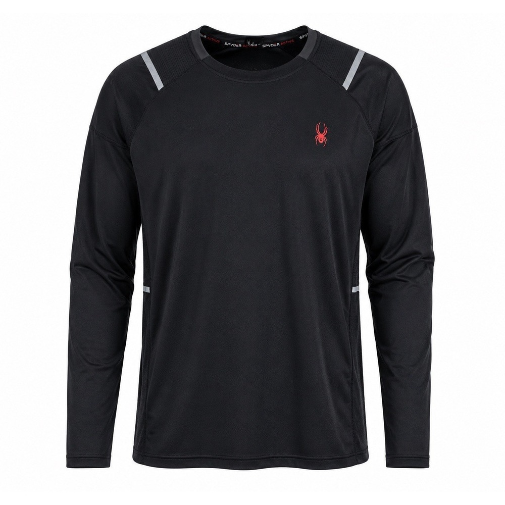 Spyder Active Men's Long Sleeve ProWeb Shirt Size 2XL Black Red Athletic